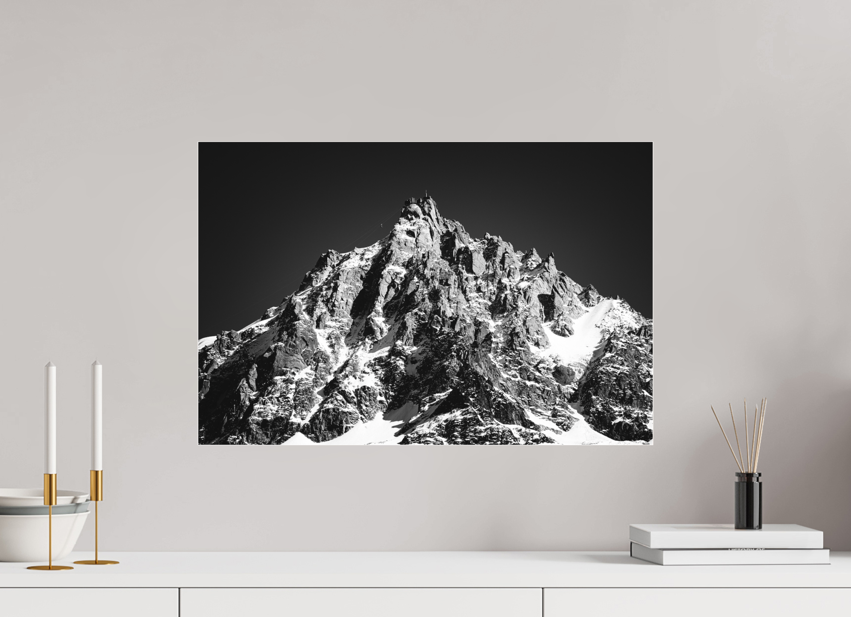 60 x 40 cm, Ilford BW Photo Print Under 2mm Acrylic Glass Aiguille du Midi - Limited Edition