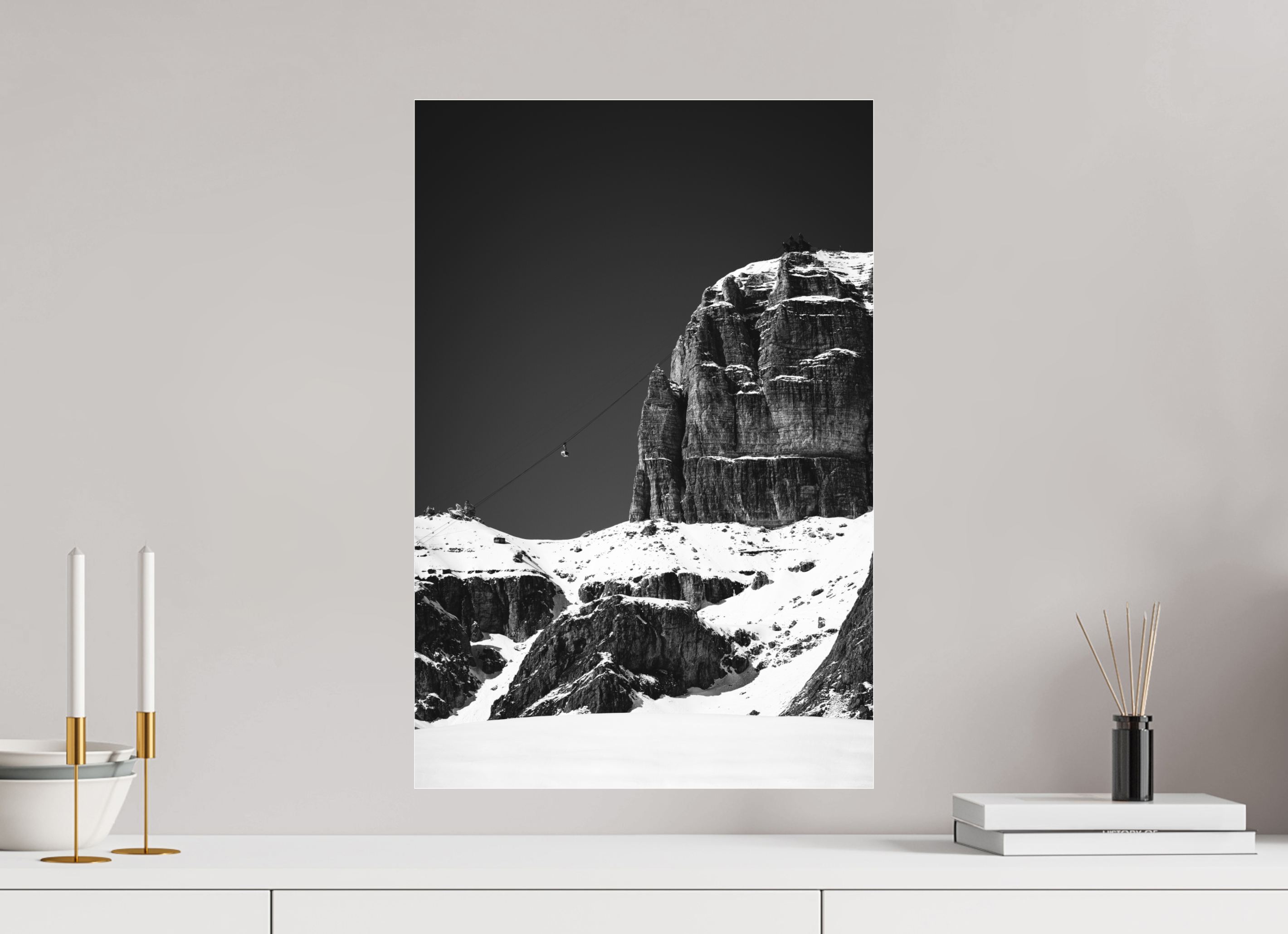 40 x 60 cm, Ilford BW Photo Print Under 2mm Acrylic Glass Sass Pordoi - Limited Edition
