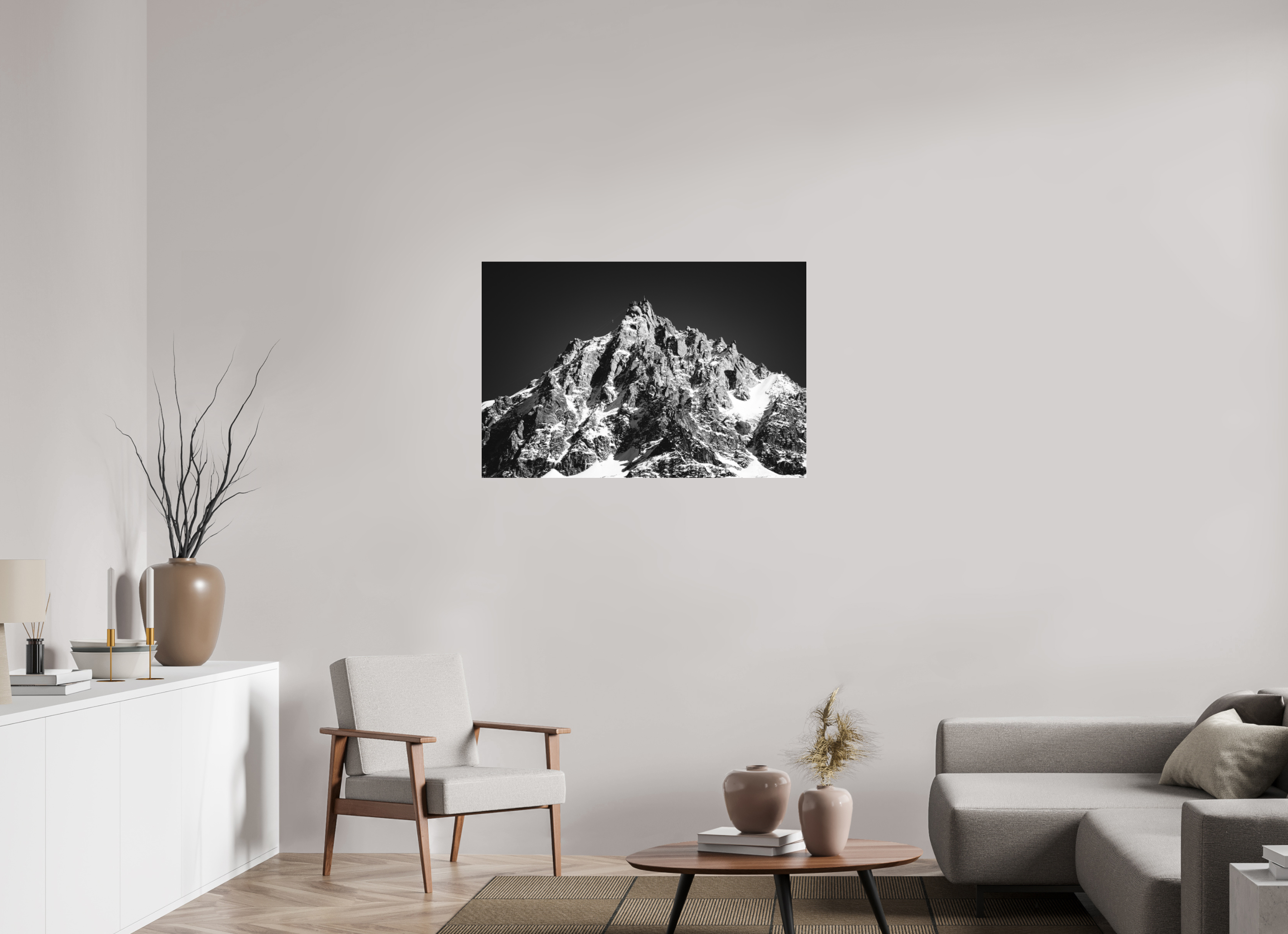 105 x 70 cm, Ilford BW Photo Print Under 2mm Acrylic Glass Aiguille du Midi - Limited Edition