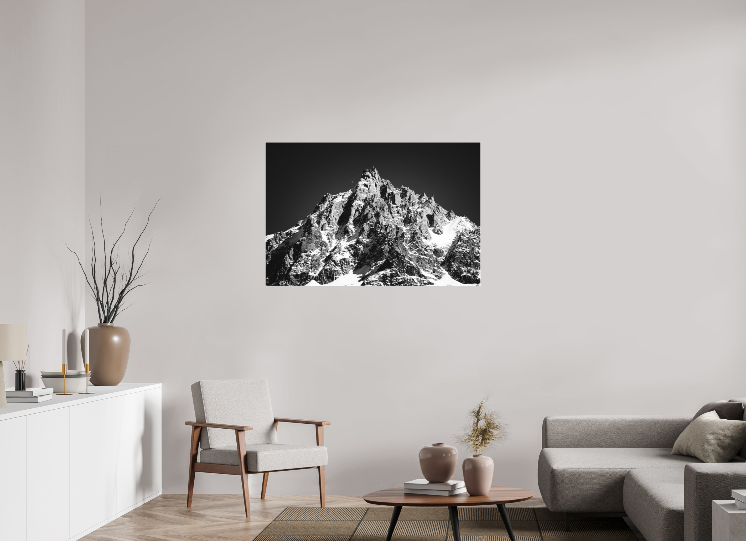 120 x 80 cm, Ilford BW Photo Print Under 2mm Acrylic Glass Aiguille du Midi - Limited Edition