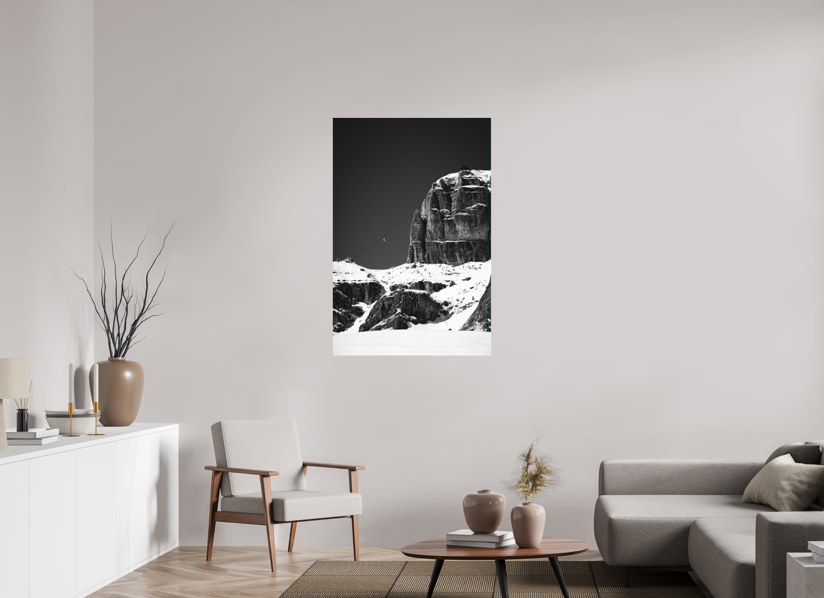 80 x 120 cm, Ilford BW Photo Print Under 2mm Acrylic Glass Sass Pordoi - Limited Edition